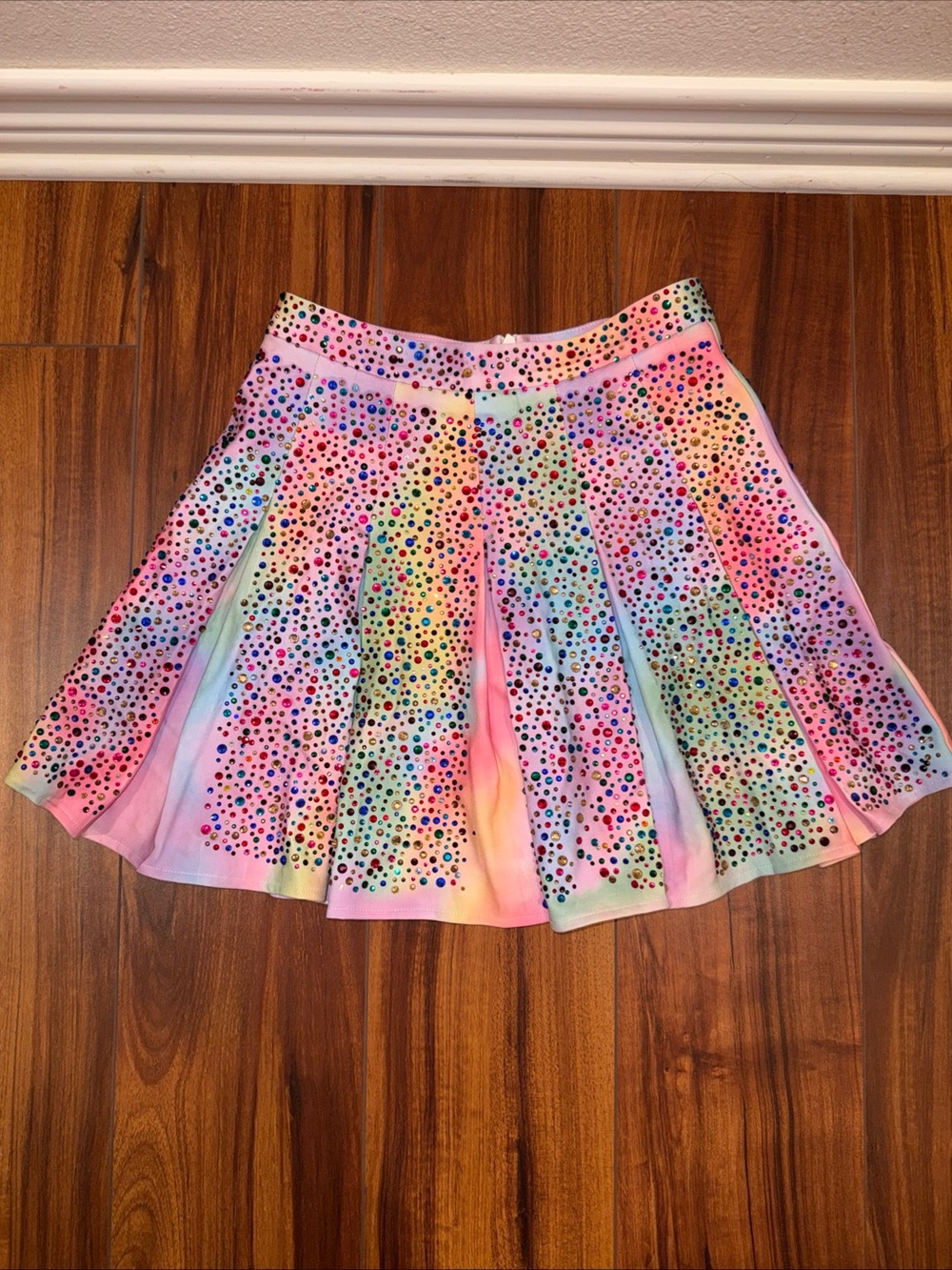 Queen of Sparkles Pink Tie Dye Rhinestone Pleated Skort XS NWT